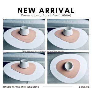 Monte & Co | Handcrafted Ceramic White Long Eared Bowl #3 (Handmade in Melbourne, Australia)