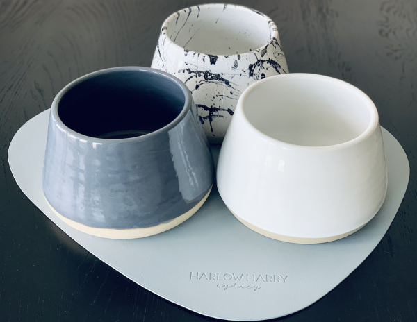 Monte & Co | Luxury Ceramic Dog Bowls for long ears by Benji & Moon | Grey, White & Galaxy