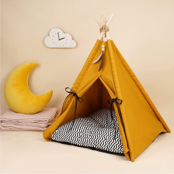 Monte & Co | Mustard Yellow Pet Teepee Tent Dog Cat Bed