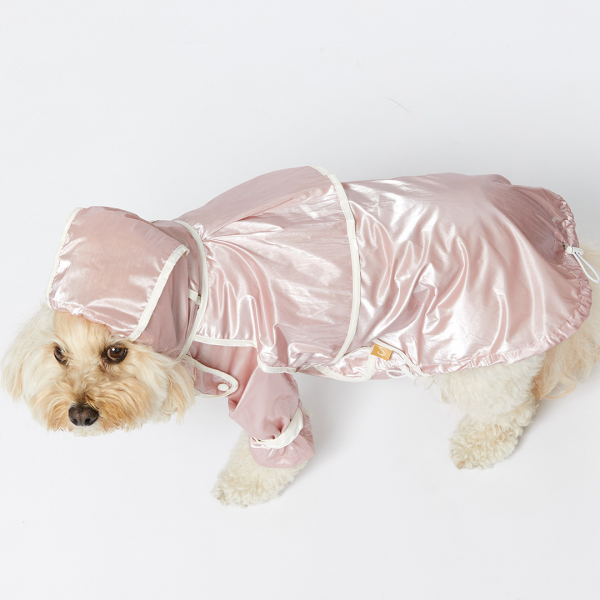 Monte & Co | Designer dog cat pet raincoat trench by Sebastian Says | Soft Pale Pink | Top Profile Lifestyle