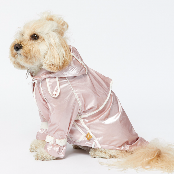 Monte & Co | Designer dog cat pet raincoat trench by Sebastian Says | Soft Pink | Side Profile Lifestyle