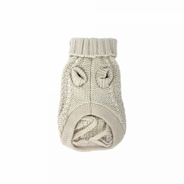 Monte & Co | Luxury French Dog Chunky Knit Cat Sweater in Ivory White Cream by Huskimo Australia