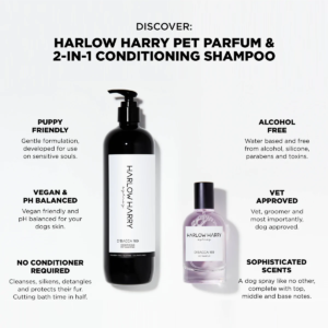 Monte & Co | Designer dog grooming set - 2 in 1 luxury dog conditioning shampoo and designer dog perfume pet parfum by Harlow Harry Sydney | D'bacca 169 Set
