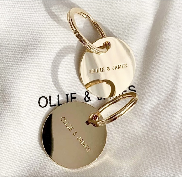 Monte & Co | Personalised Gold Pet Cat Dog ID Tag Charm by Ollie & James