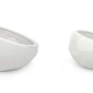 Designer Honeycomb Ceramic Pet Cat Dog Bowl Set in White by BARKLEY & BELLA | 450mL and 800mL