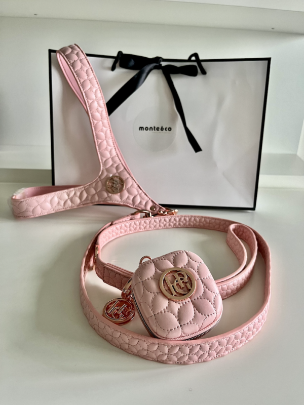Monte & Co | Designer pet accessories dog cat poop waste bag purse by HGP Luxury Pet Accessories | Pink Kiss Walk Set