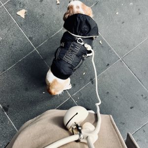 Monte & Co | Best Luxury Designer Hands Free Leash Lead and Treat Pouch Holder by ST ARGO MELBOURNE and Designer Black Gangsta Winter Puffer Dog Cat Pet Jacket Coat by HUSKIMO AUSTRALIA